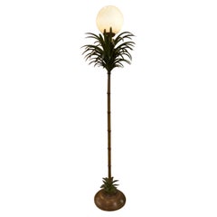 Green and Bronze Coloured Palm Lamp, France, Mid-Century