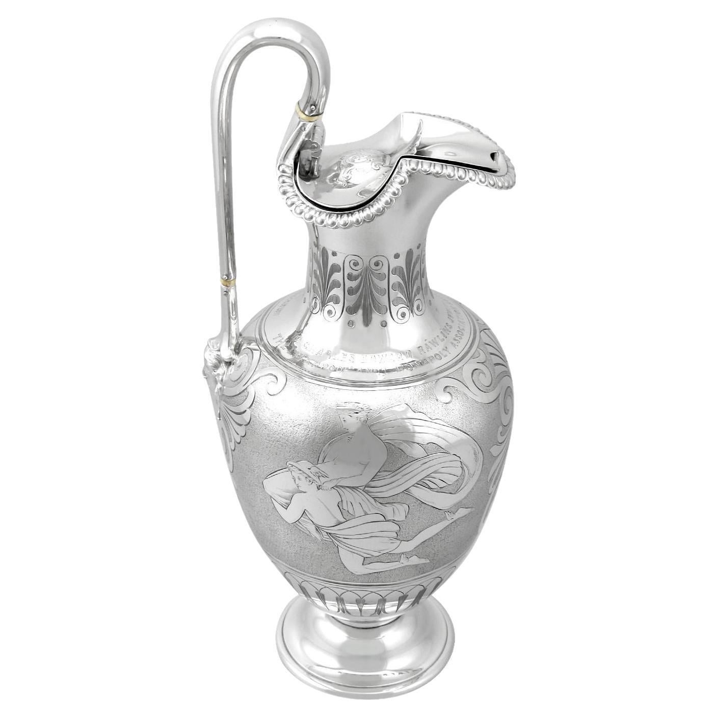 Antique Victorian Sterling Silver Water Pitcher/Jug For Sale