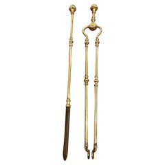 Pair of Antique George III Brass Fire Irons