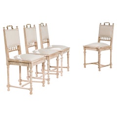 Antique French Oak Dining Chairs, Set of Four