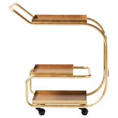 Zenzero Gold Leaf Wheeled Bar Cart by Sameer Alameen