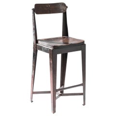 1900s British Metal Chair with Wooden Seat and Back