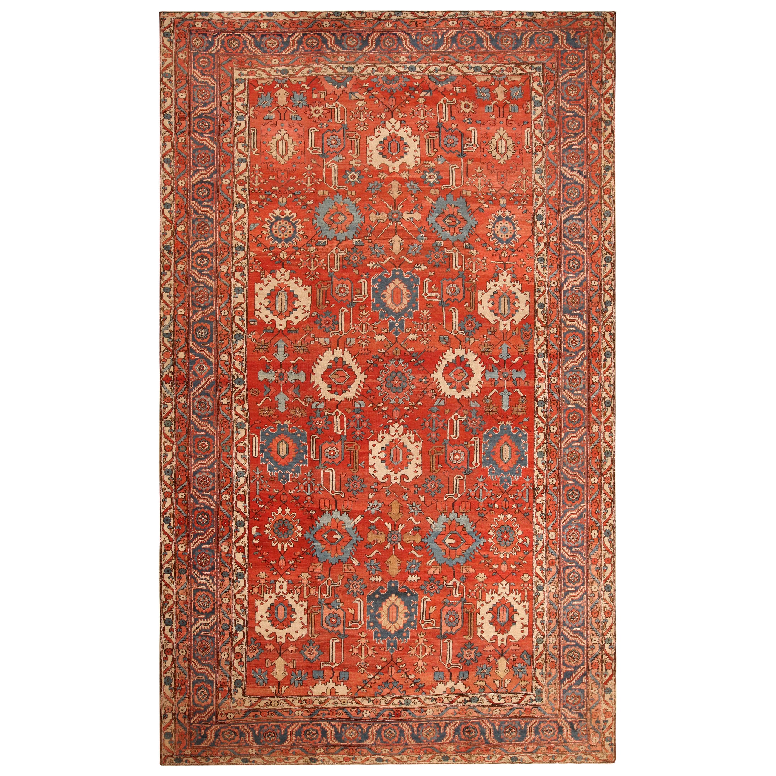 Antique Persian Heriz Rug. Size: 11 ft x 18 ft 5 in