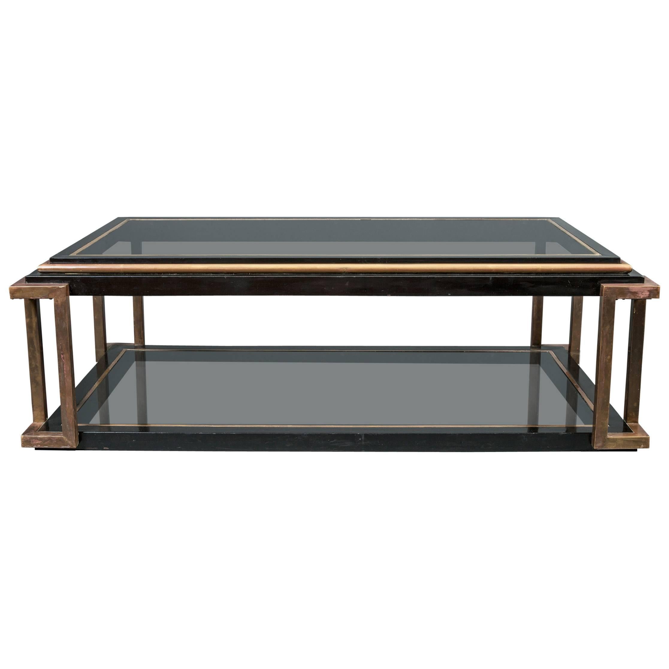 Italian Glass Top Cocktail Table For Sale