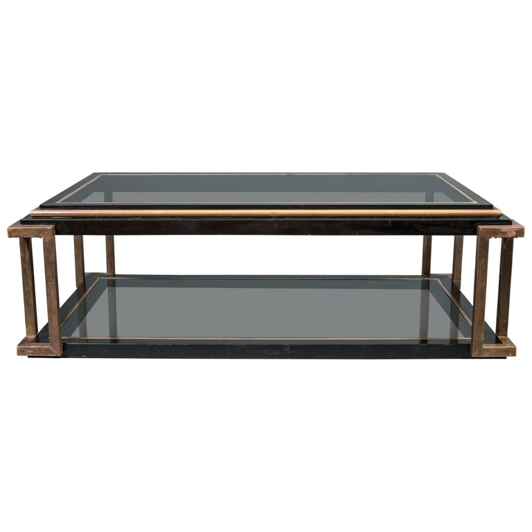 Italian Glass Top Cocktail Table For Sale at 1stDibs