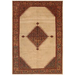 Ancien tapis persan Sarouk Farahan. 6 pieds 10 po. x 9 pieds 10 po.