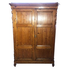 Antique Original 1900 Tuscan Fir-Tree Wardrobe in Honey Color