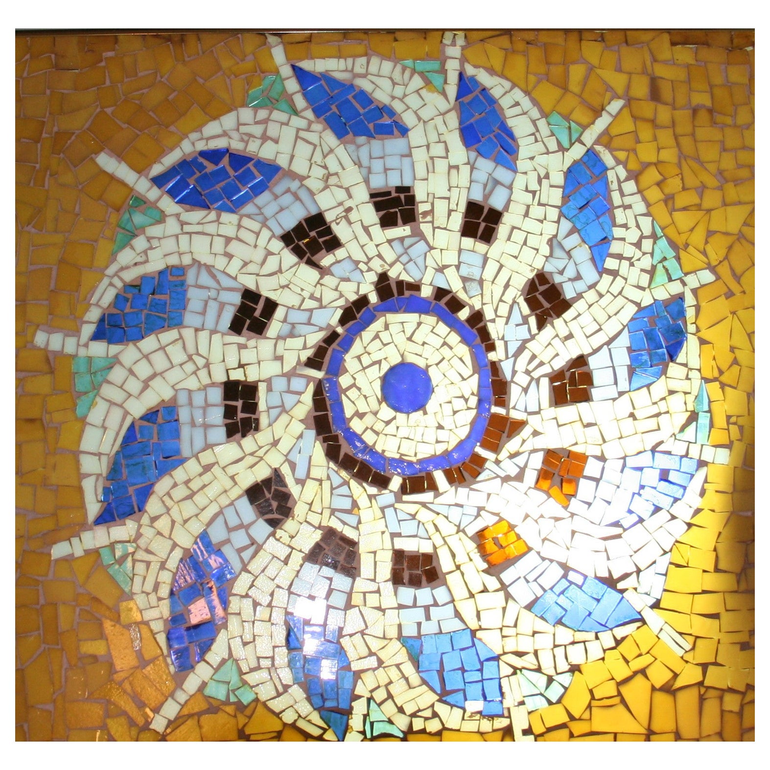 Hand Made Geometric Mosaic Stained Glass Panel For Sale