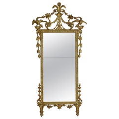 Italian, Lucca, Early Neoclassic Period Carved Tall Giltwood Mirror, Late 18th C