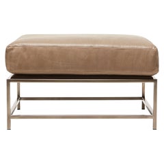 Pebbled Taupe & Antique Nickel Ottoman