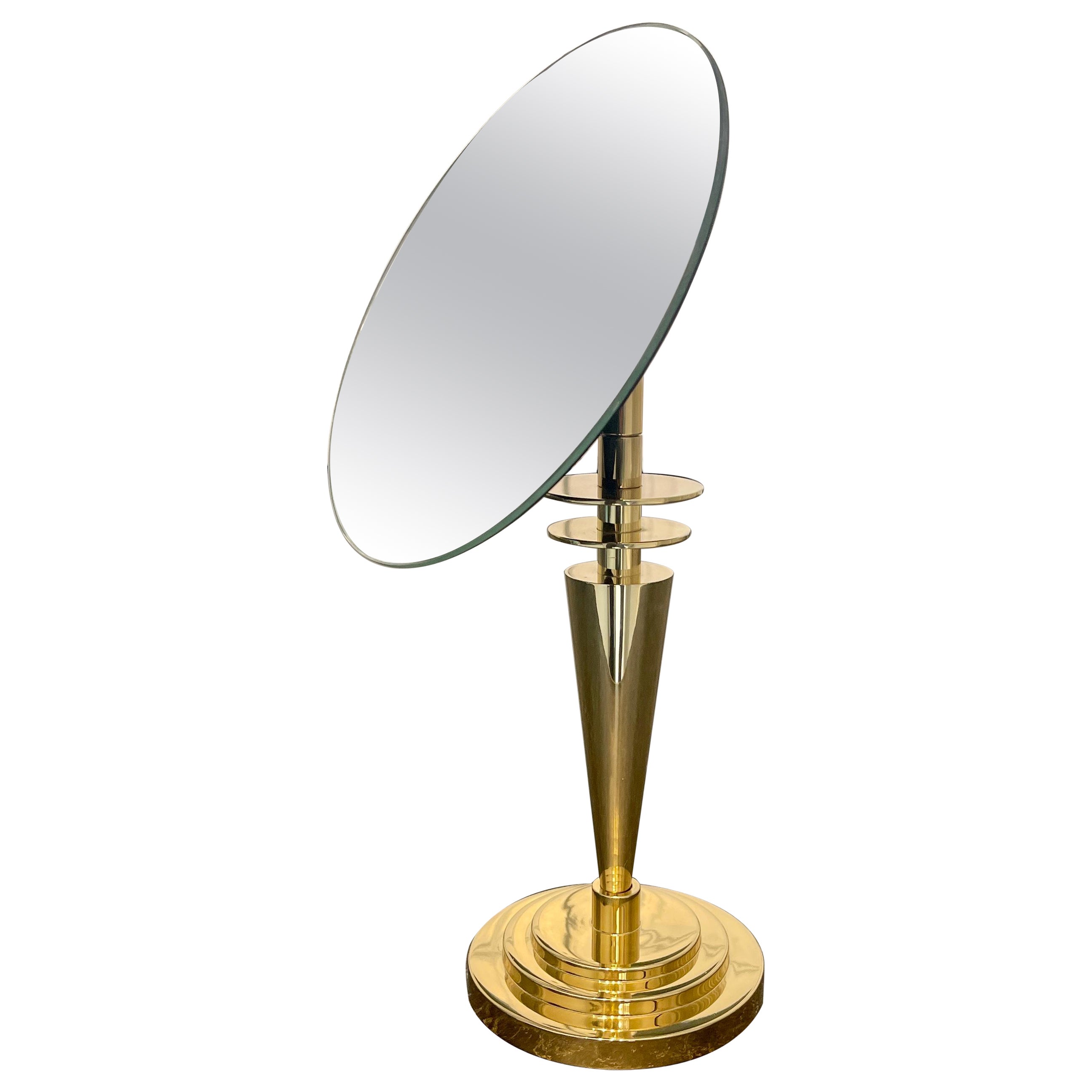Brass Art Deco Vanity Mirror or Pedestal