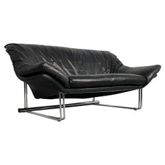 Postmodern Leather and Chrome Sofa, c.1970