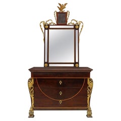 19th Century Spanish Fernandino Bombe Commode & Mirror