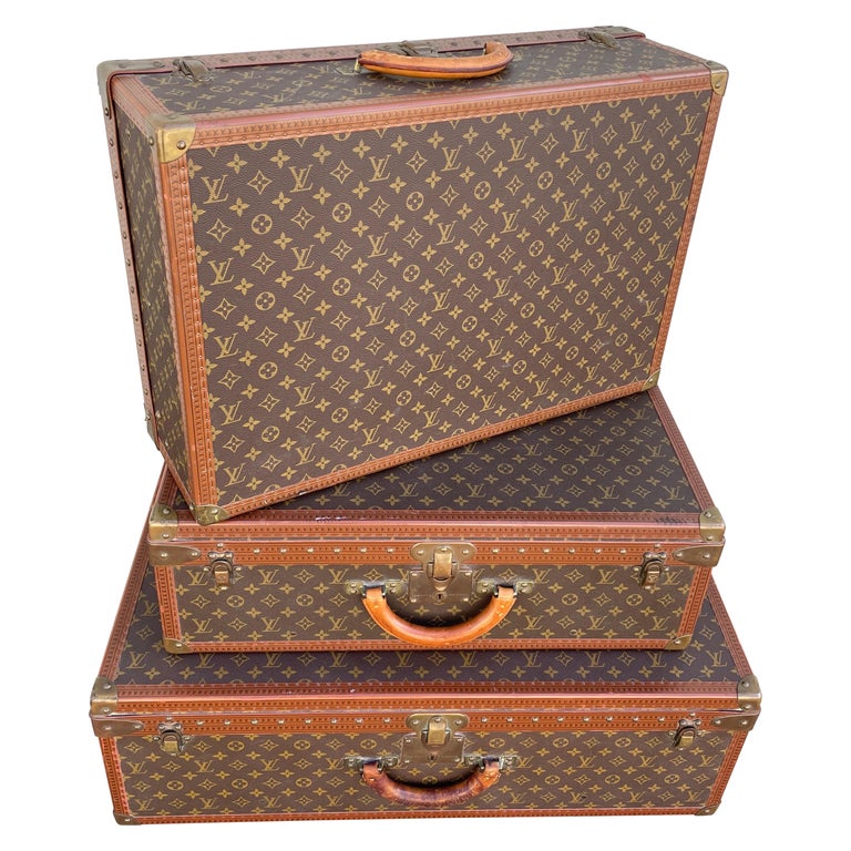Set of Three Louis Vuitton Luggage Suitcases Well Worn Display Prop - Ruby  Lane