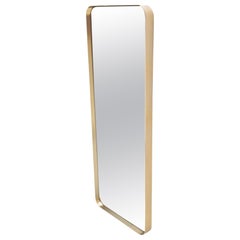 Vintage Bent Brushed Brass Frame Rounded Corners Mid Century Modern Wall Mirror Mint