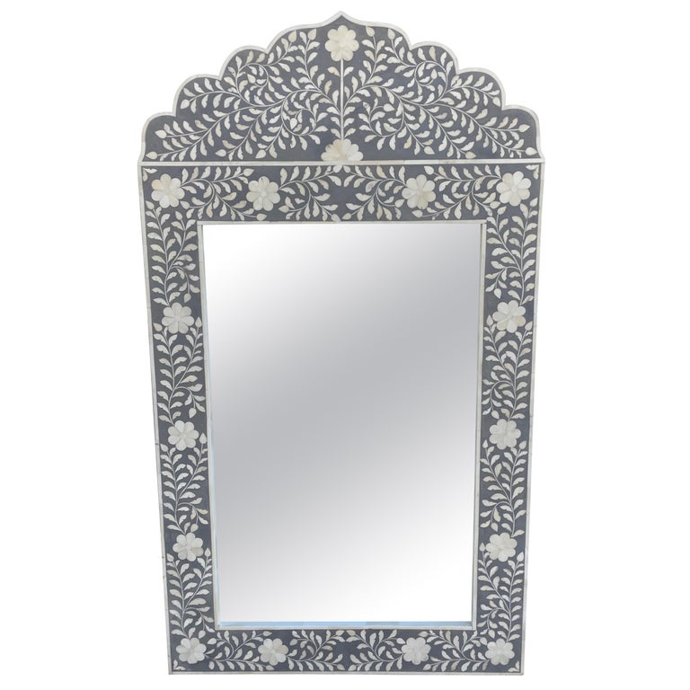 Arch Shaped Grey And White Bone Mirror For At 1stdibs Arch Shaped Grey And White Bone Mirror, Wrought Iron Mirror Frames In Jaipur