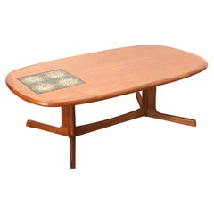 Mid-Century Modern Dyrlund Danish Teak Coffee Table with Tiles Vintage Style