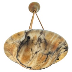 Magnificent Creation of Mother Nature Alabaster Pendant w. Black & Amber Veins