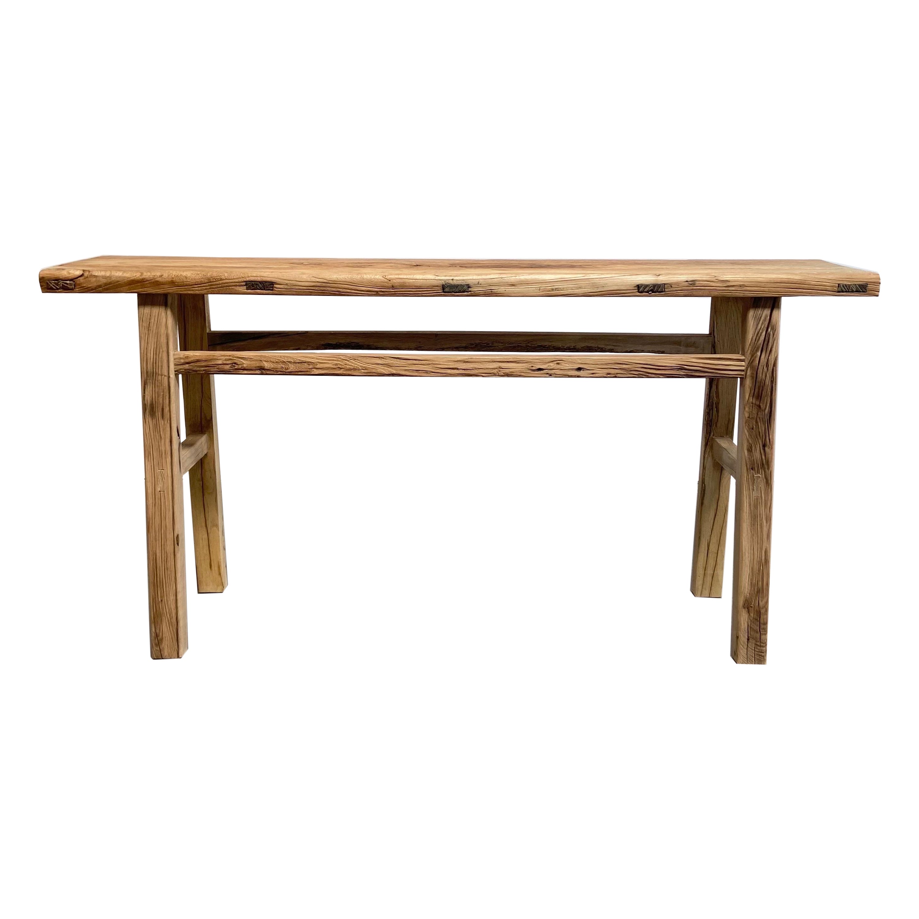 Vintage Elm Wood Console Table For Sale at 1stDibs