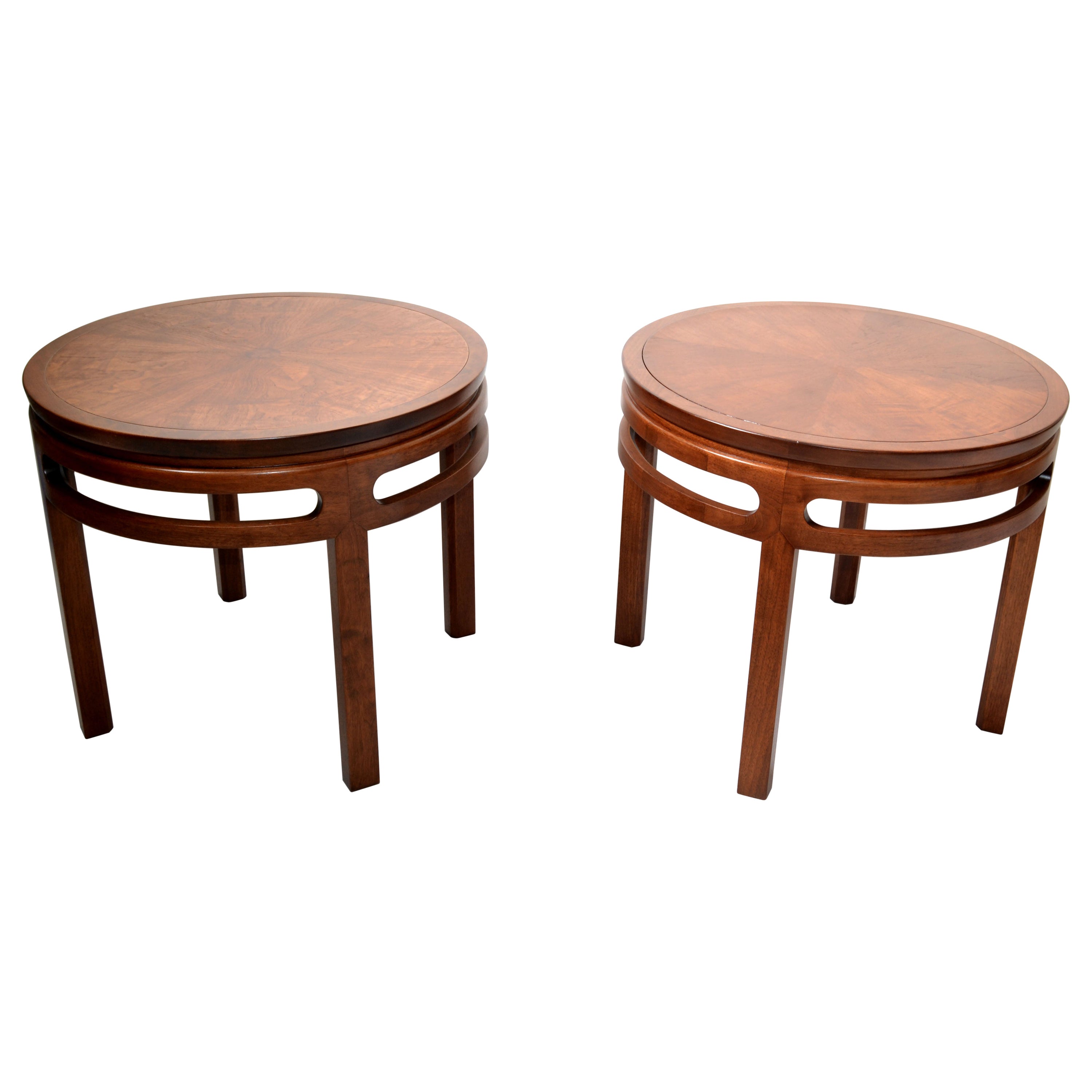 Asian Modern Far East Collection Round Table Michael Taylor Baker Furniture Pair