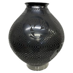 Vintage Mata Ortiz Black Pottery Esperanza Tena Casas Grandes Geometric Art VASE Mexico