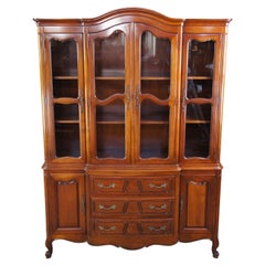 Vintage Drexel Heritage Cherry French Provincial China Cabinet Breakfront