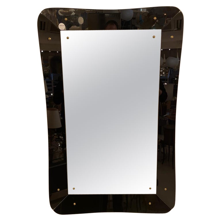 Mid-Century Modern Monumental Black Frame Mirror Italy 1940s For Sale