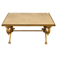 Vintage Gilt Wrought Bronze and Mirrored Coffee Table