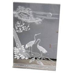 Sculpture Carved on Plexiglass with Engraving Italian Design 1970 Herons and Tre