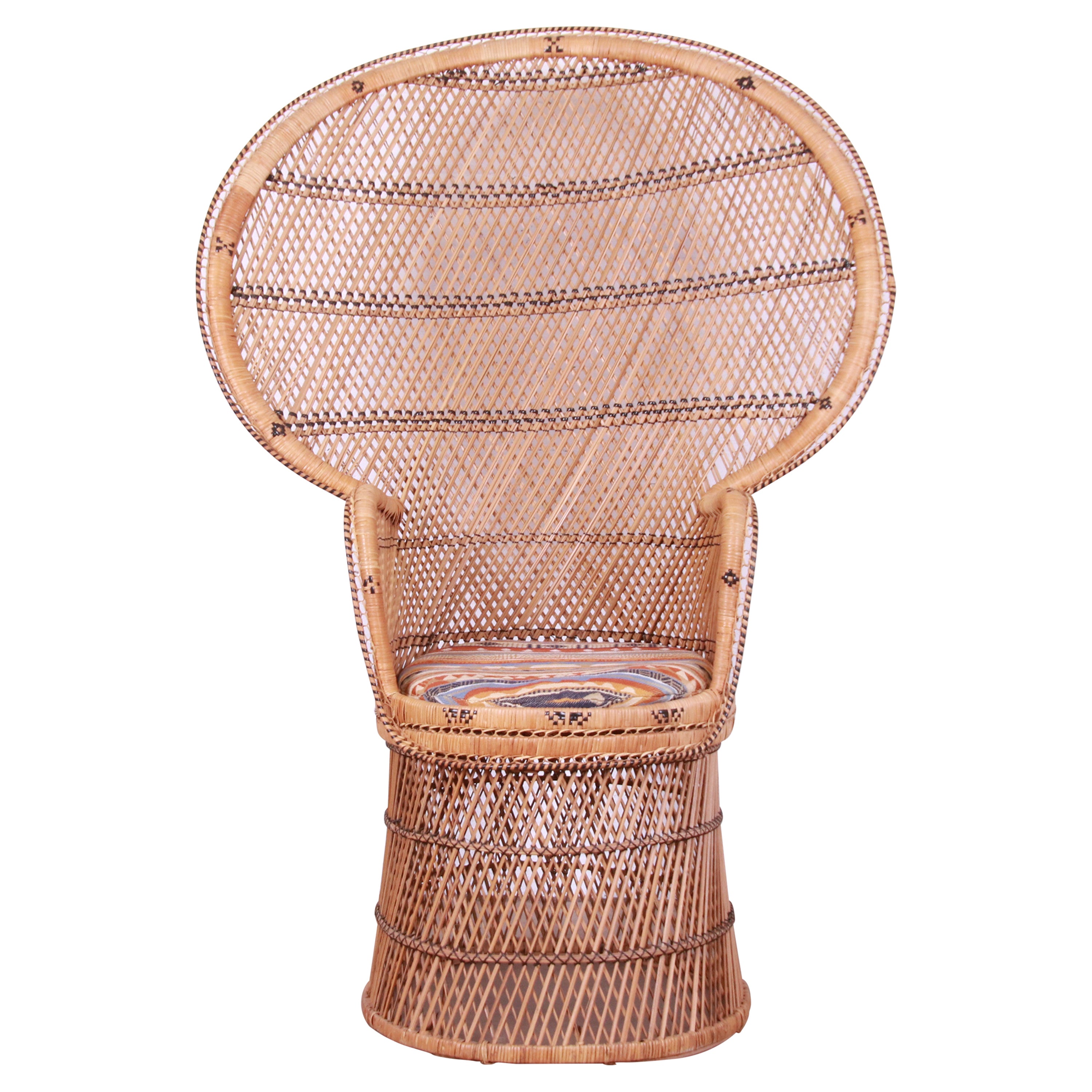 Iconic Bohemian Wicker Emanuelle Peacock Chair, 1970s