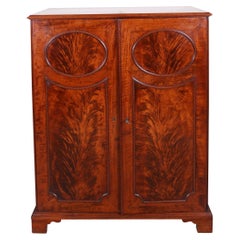 George III Flame Mahogany Collectors Cabinet in the Manner of John Linnell
