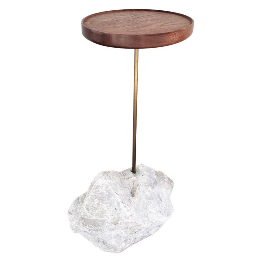 21st Century Walnut / Stone Table by Designer Michael Javidi For Sale