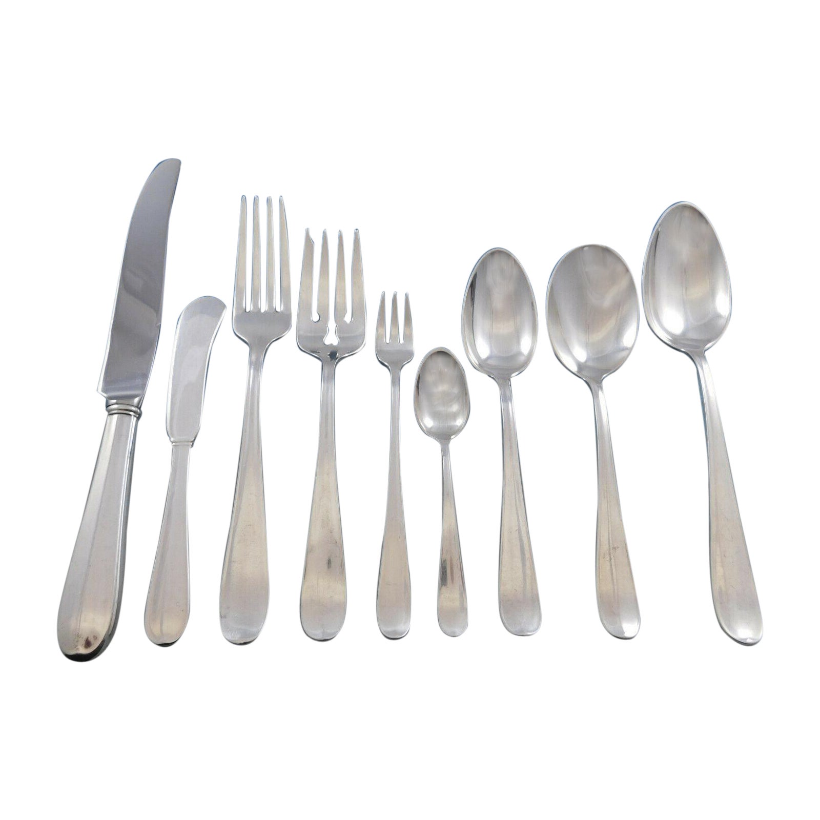 Dolly Madison by Gorham Sterling Silver Flatware Service Set 74 Pcs Plain Simple For Sale