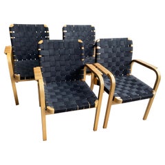 Set of 4 Alvar Aalto Chairs with Black Straps, Finland, 1960's
