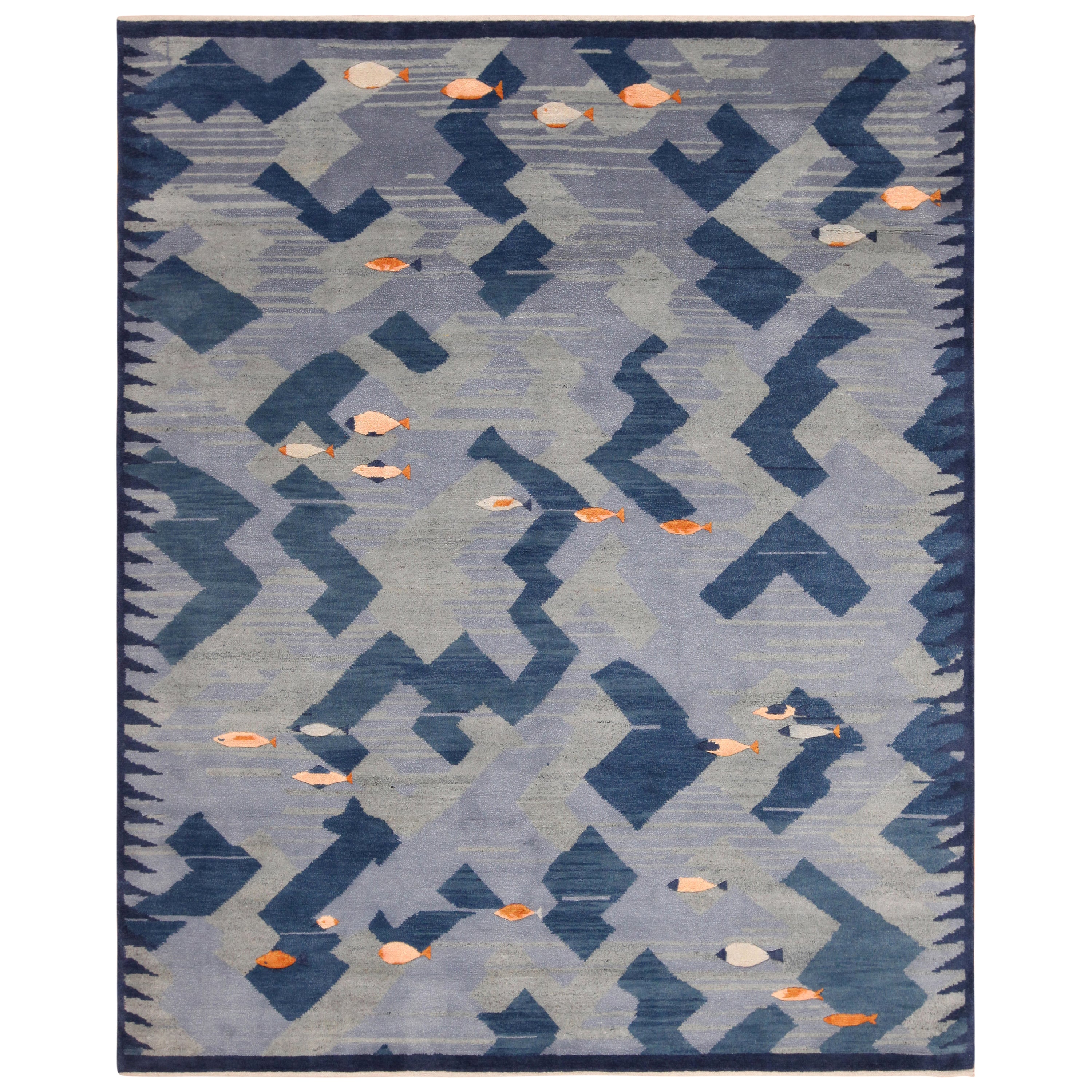 Nazmiyal Collection Elsa Gullberg Inspired Modern Swedish Rug For Sale