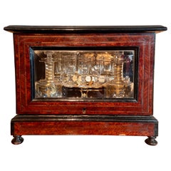 Antique French Briarwood & Cut Crystal Fitted Interior Cave À Liqueur circa 1890