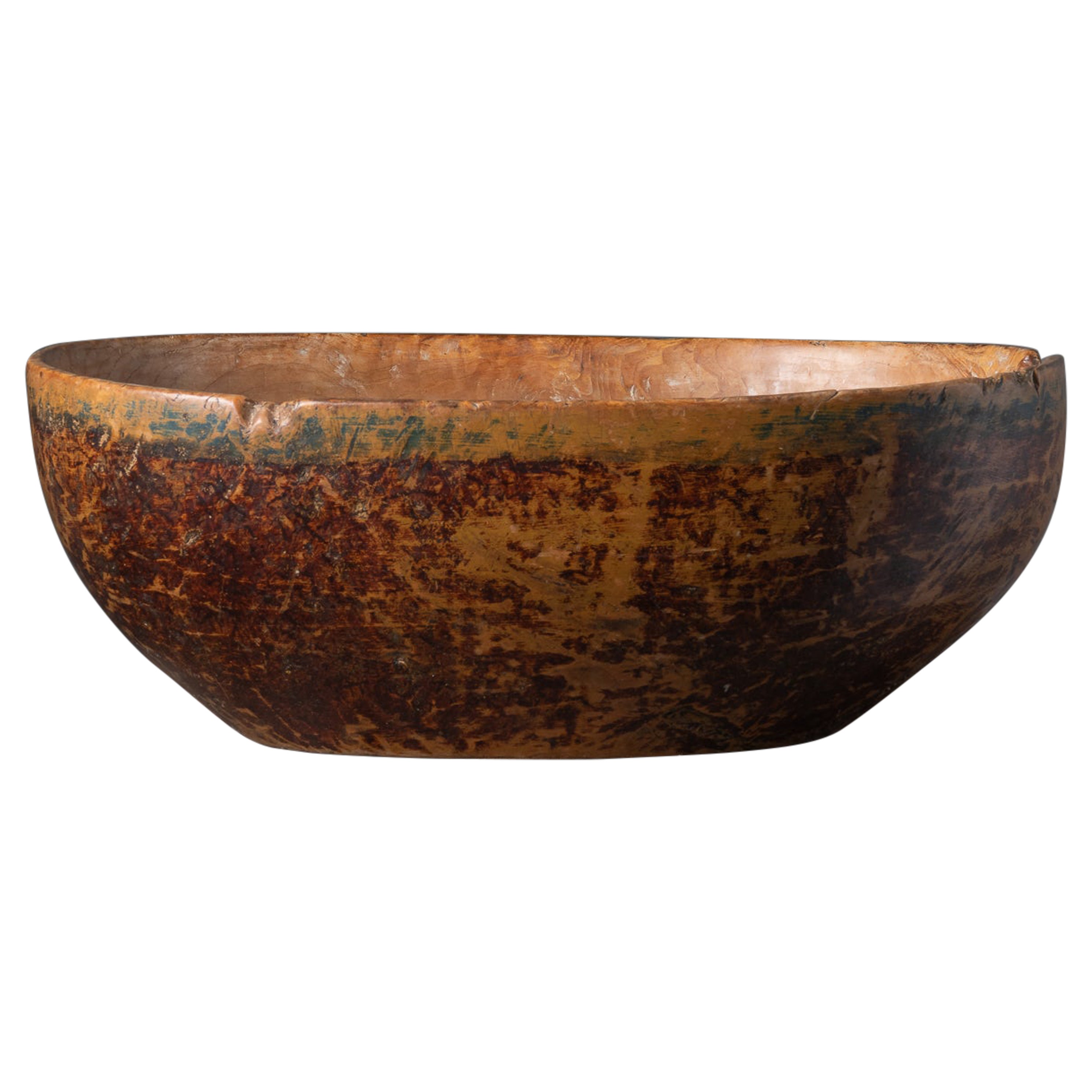 Mid-19th Century Northern Swedish Painted Wood Bowl