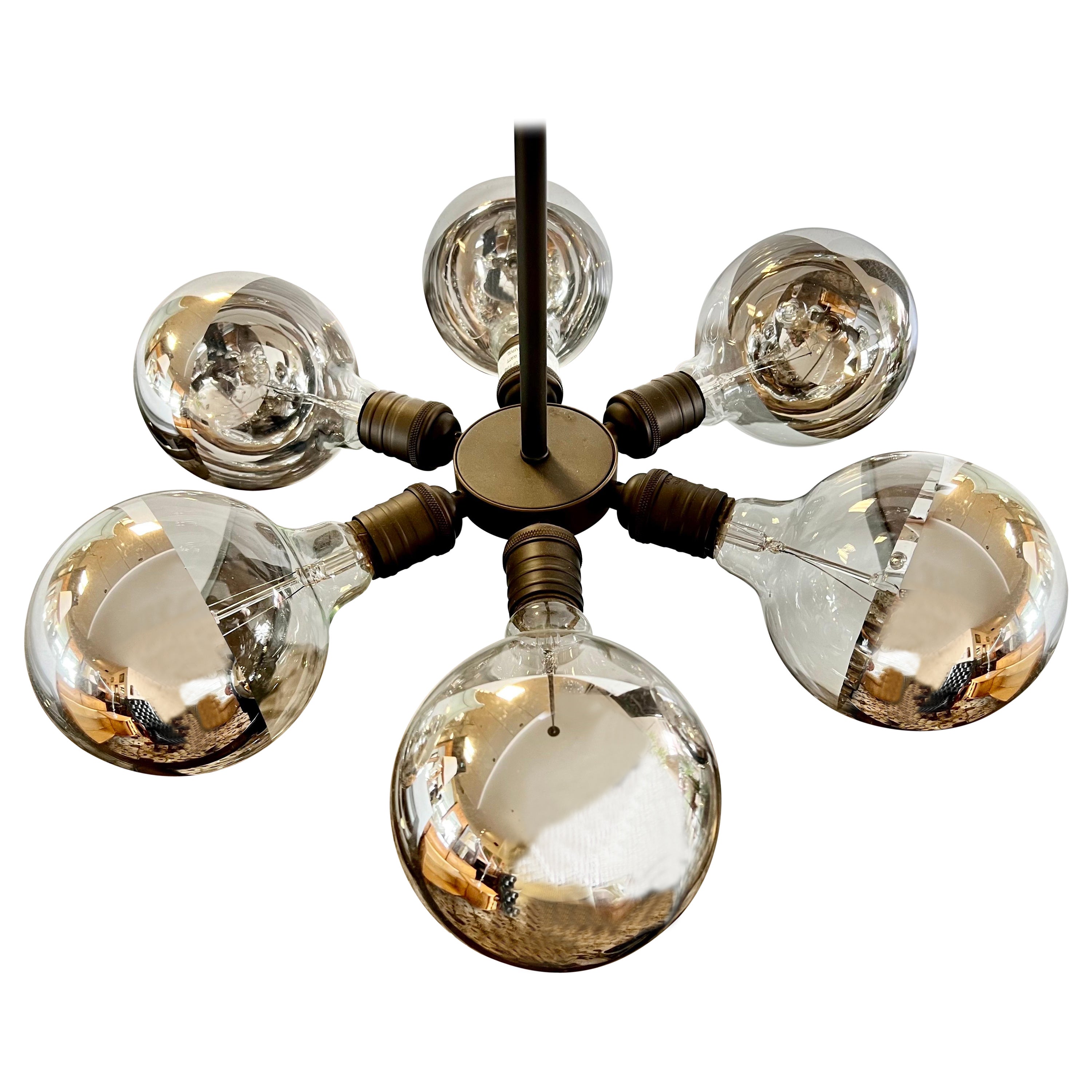 Mid-Century Modern Six Light Sputnik Atomic Circular Chandelier