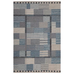 Nazmiyal Collection Modern Swedish Inspired Kilim Rug. 6 ft 2 in x 9 ft 4 in 