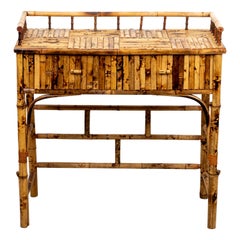 Bamboo Two Drawer Console Table or Desk