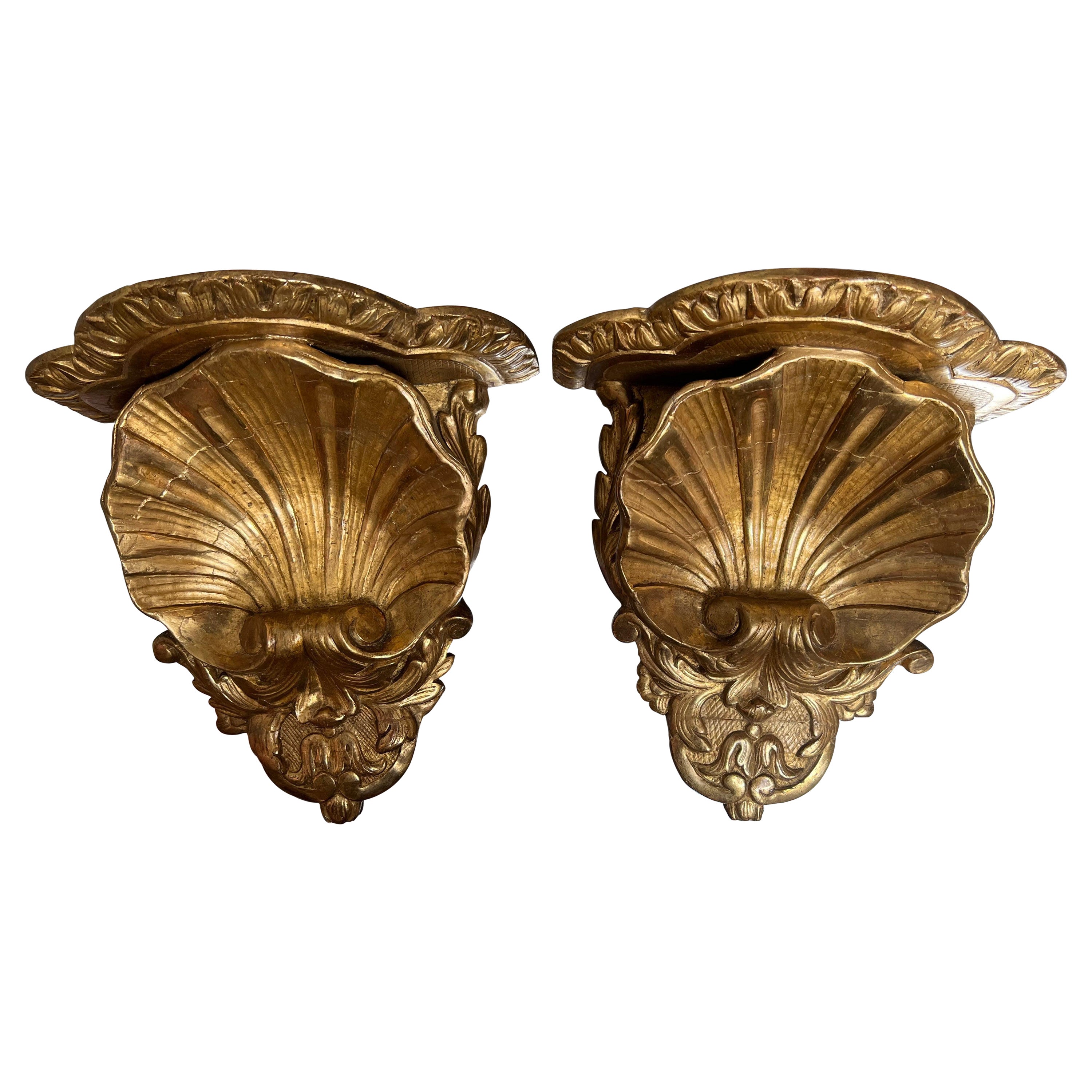 Pair of French Gilt Wall Brackets For Sale