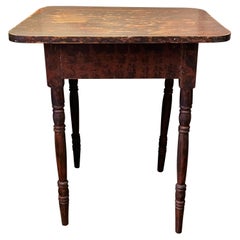 Mid 19th. Century Side Table with Turned Legs in Original Red Paint