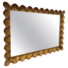 Hand Carved Giltwood Mirror with Scalloped Edges