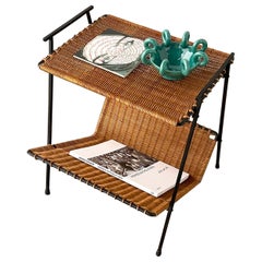 Raoul Guys French Wicker and Iron Magazine Table