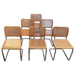 Set of 6 Italian Mid-Century Modern Dining Chairs by Marcel Breuer
