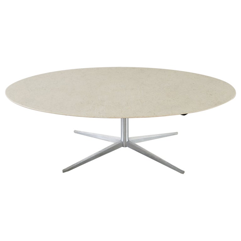 Mid-Century Knoll Attributed Oval Stone Top Dining Table For Sale