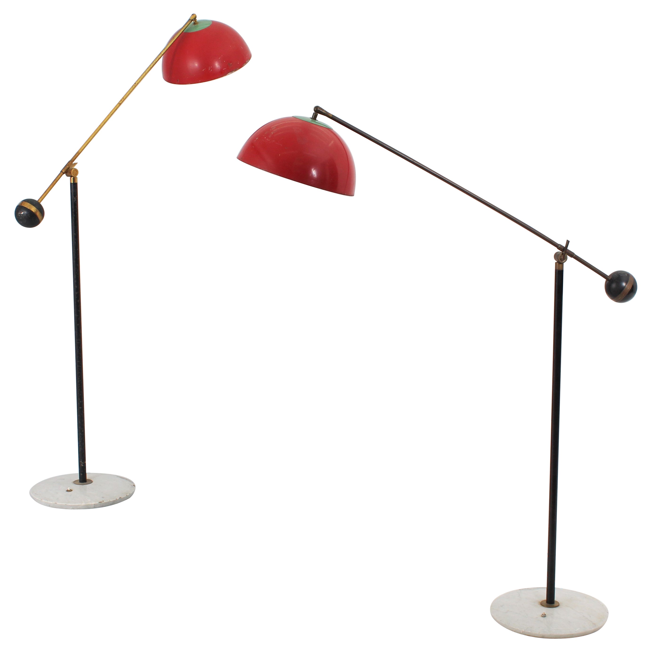 Mid-Century Stilux Set of 2 Brass Floor Lamp, 50s, Italy