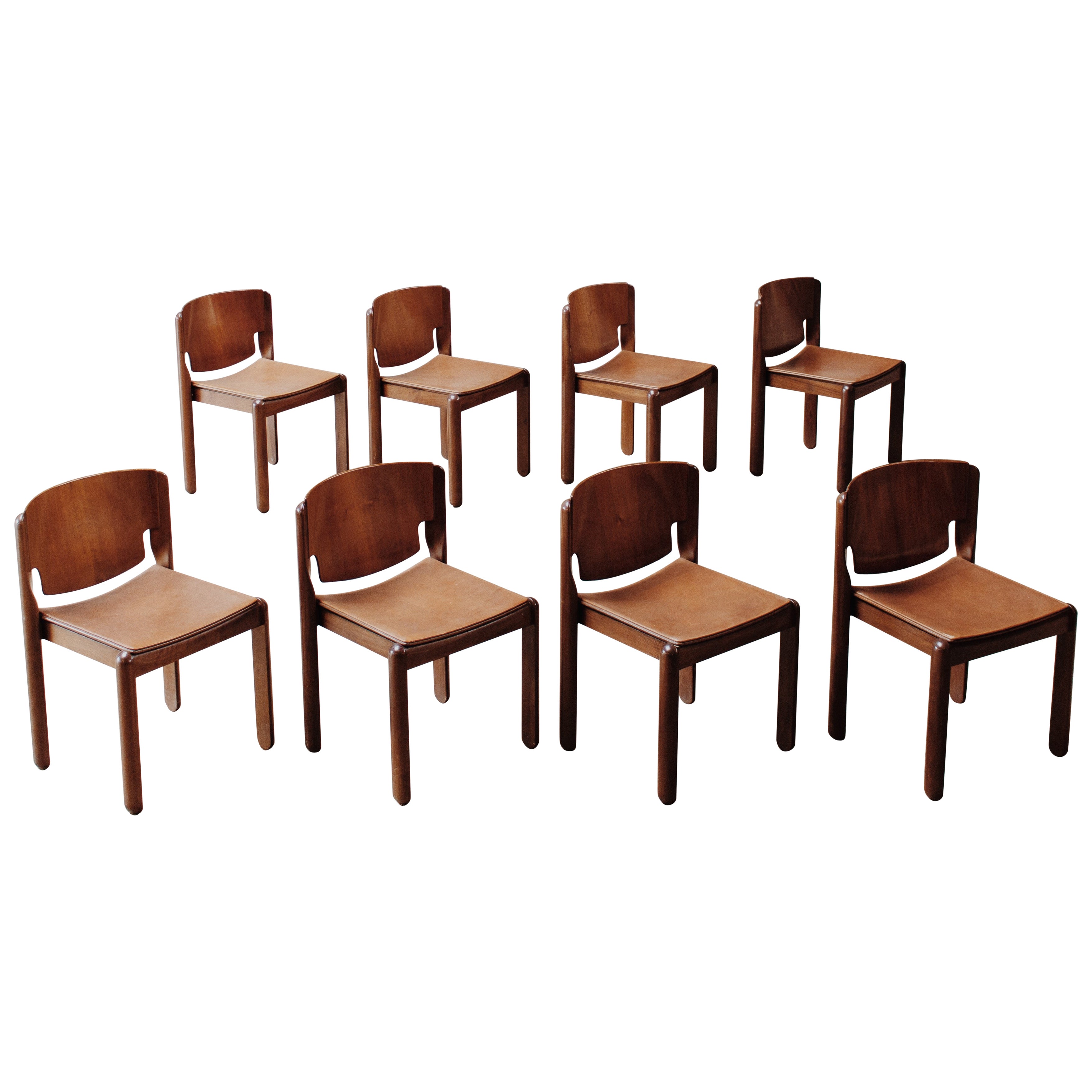 Vico Magistretti "122" Chairs for Cassina, 1967, Set of 8 For Sale