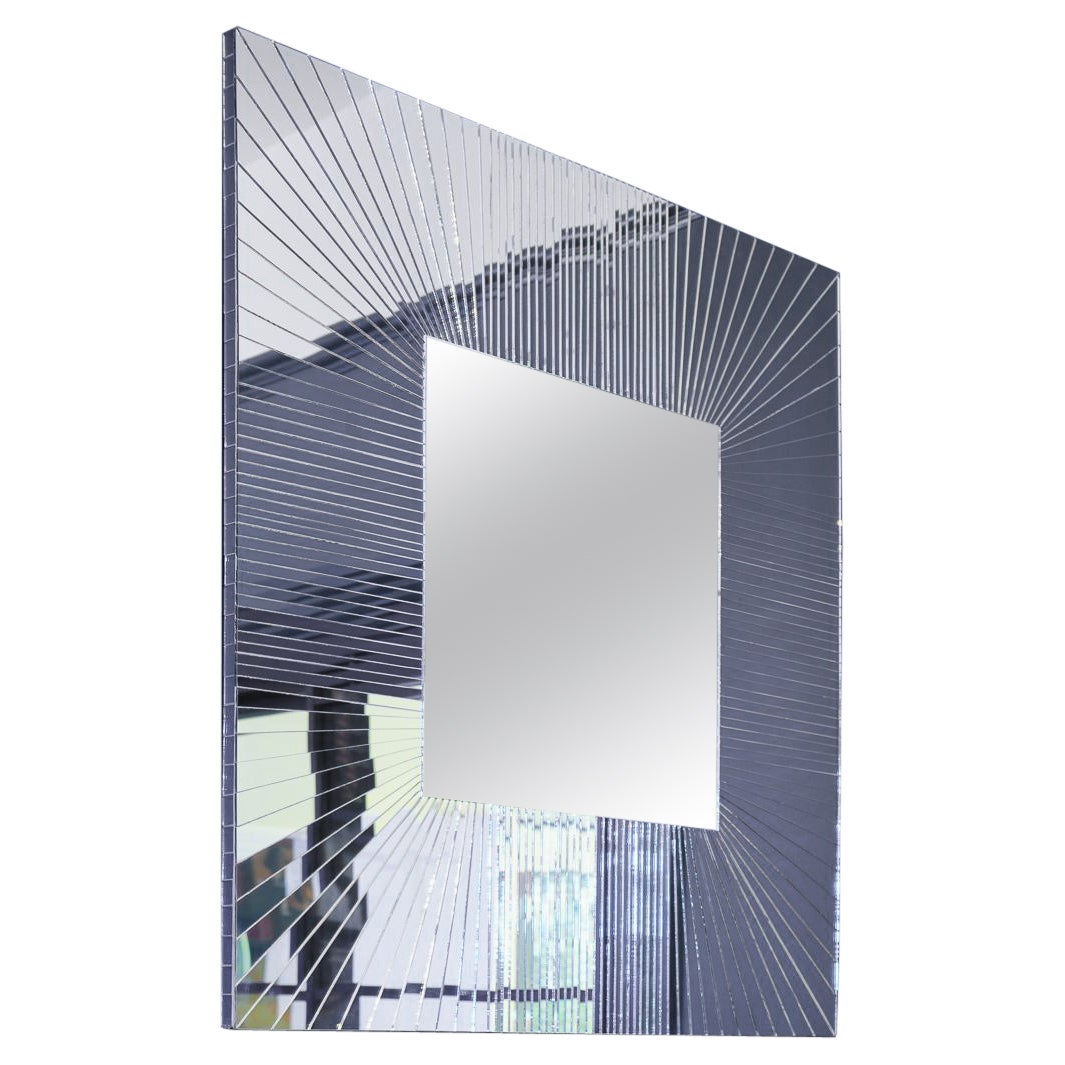 Miroir carré en mosaïque Sunray, fabriqué à la main au Royaume-Uni par Claire Nayman