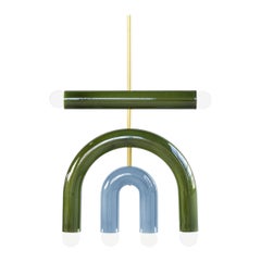 Custumizable Pendant Lamp TRN D1, Green & Light Blue Ceramic 